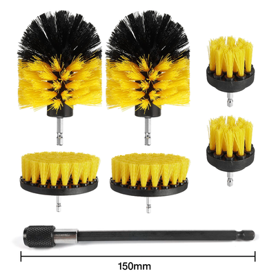 Brosses de Perceuse - pack de 6 + Tige d'extension de 150mm (MI-DURE)